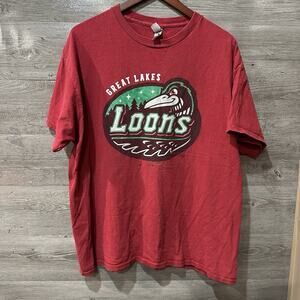 Great Lakes Loons MiLB Baseball T-Shirt Red Size XL Vintage
